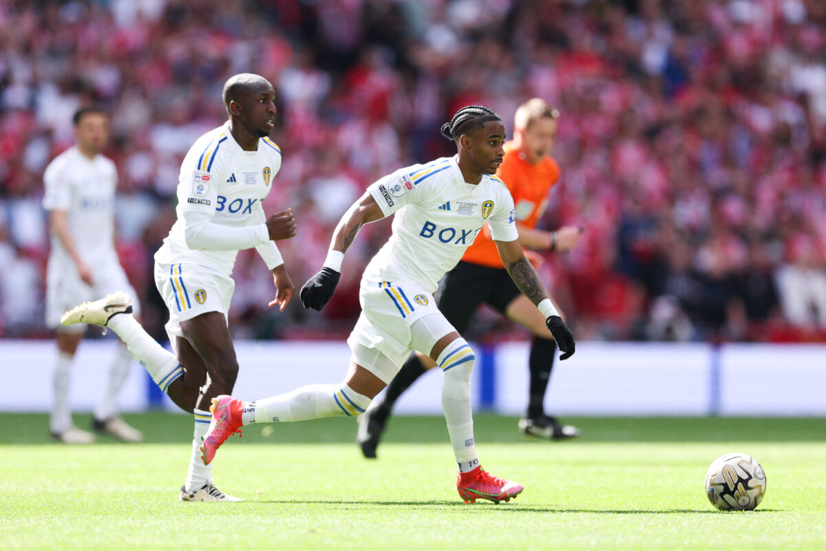 Leeds United’s Dutch striker Crysencio Summerville could leave (Photo by ADRIAN DENNIS/AFP via Getty Images)