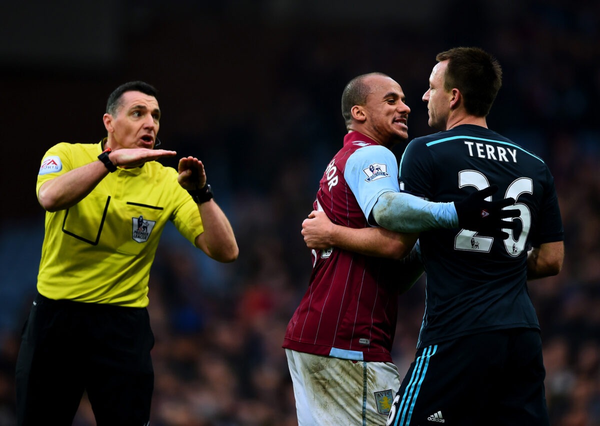 John Terry and Gabriel Agbonlahor during a Premier League match