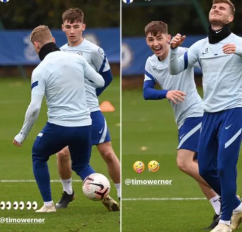 Gilmour nutmegged Werner on his return to Chelsea training