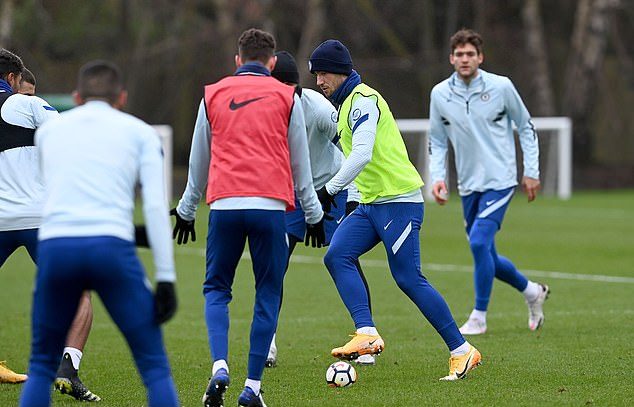 Chelsea players training with a smaller football [GETTY Images] 