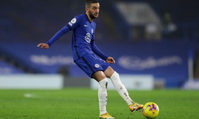 Hakim Ziyech of Chelsea in action during the Premier League match between Chelsea and Wolverhampton Wanderers. (Photo by Richard Heathcote/Getty Images)
