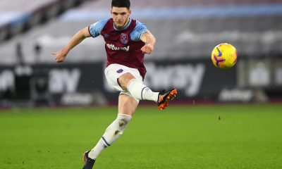 Declan Rice of West Ham United takes a shot