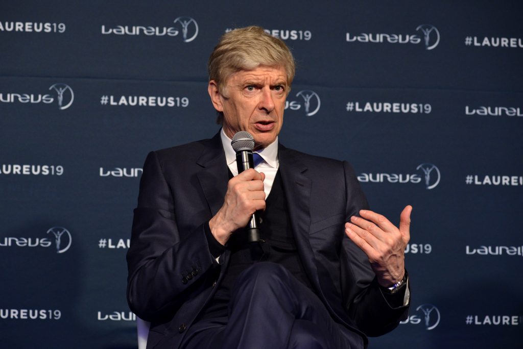 Arsene Wenger offers advice to Chelsea manager Graham Potter, (Photo by Christian Alminana/Getty Images for Laureus)