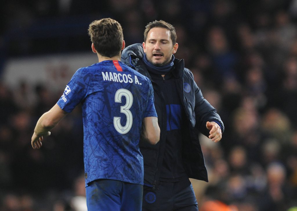 Frank Lampard with Marcos Alonso at Chelsea. 