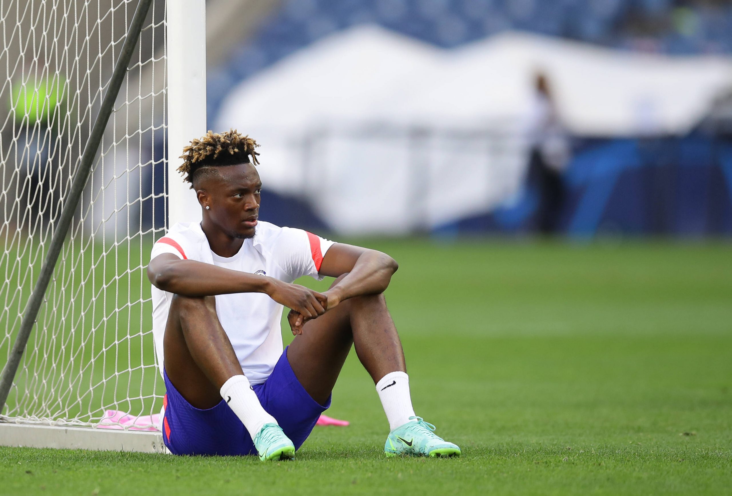 Porto, Portugal, 28th May 2021. Tammy Abraham of Chelsea during a training session at the Estadio do Dragao, Porto. Pict