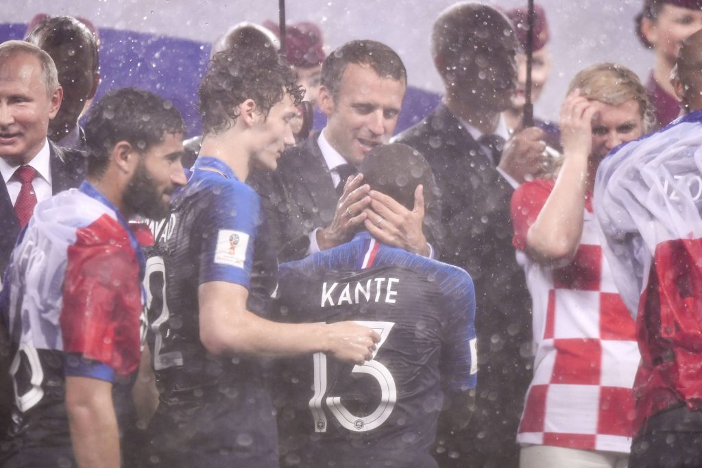 N'Golo Kante with French President after winning the World Cup.