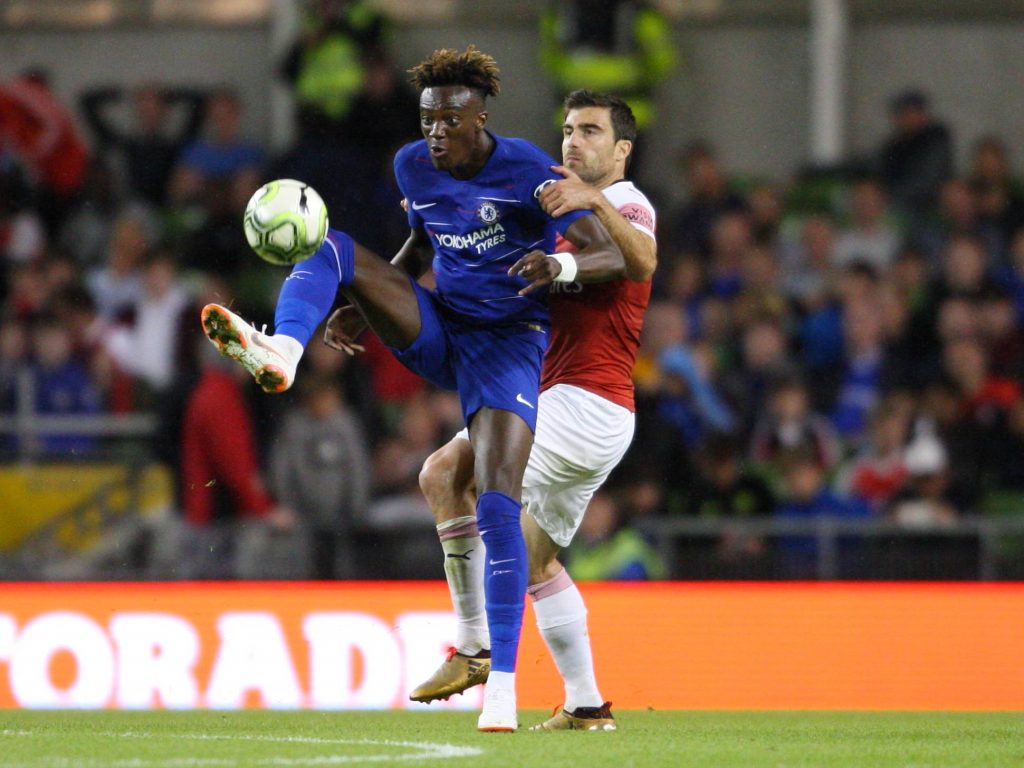 Tammy Abraham in action for Chelsea against Arsenal.