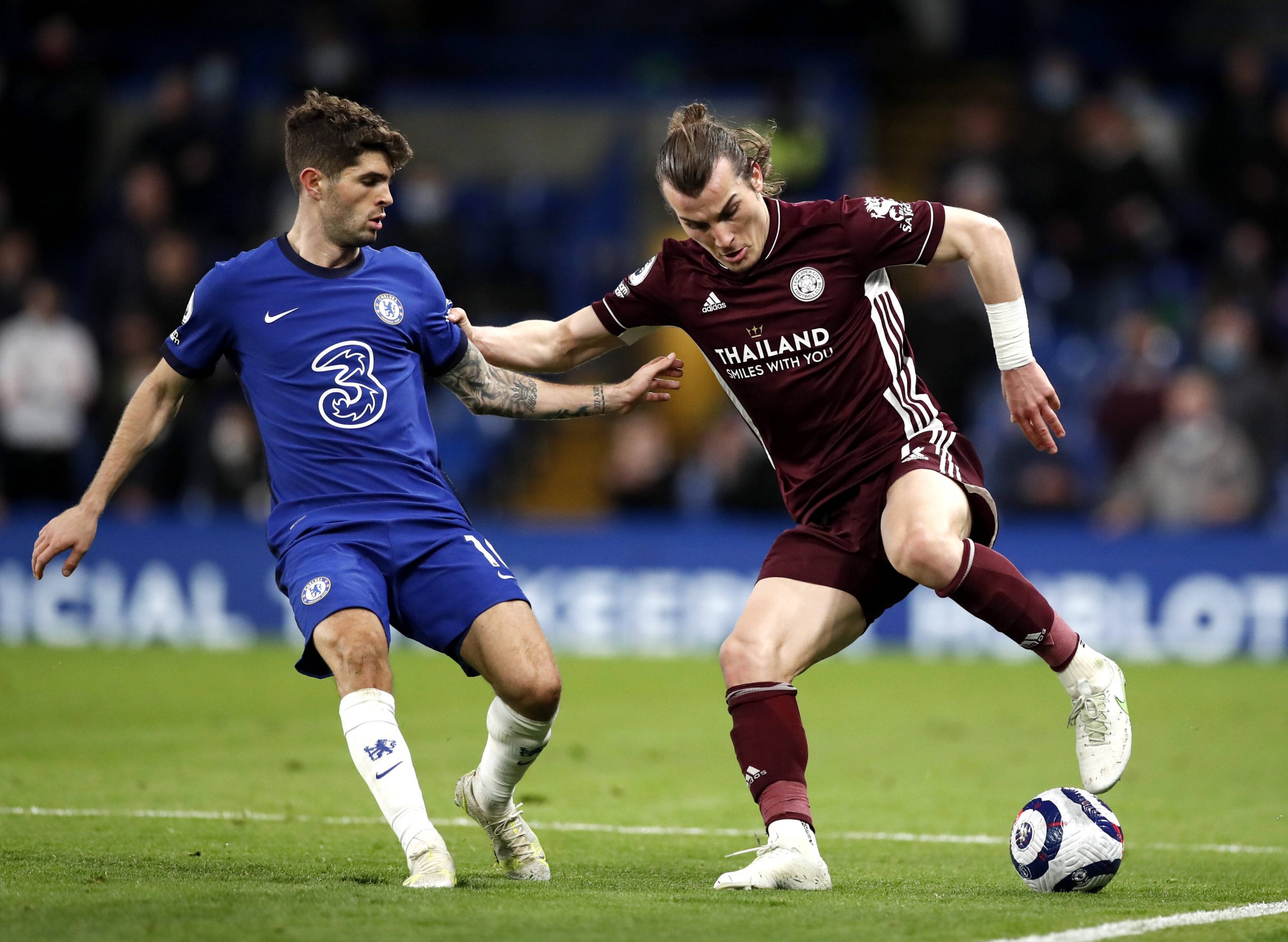 Chelsea v Leicester City – Premier League – Stamford Bridge Chelsea s Christian Pulisic (left) and Leicester City s Cag