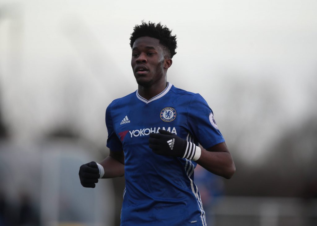 Ike Ugbo in action for Chelsea against Spurs in Premier League 2. 