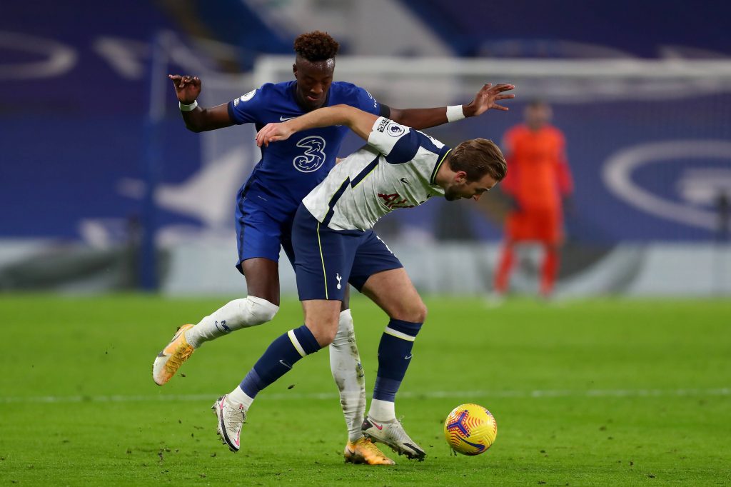 Harry Kane in action against Chelsea