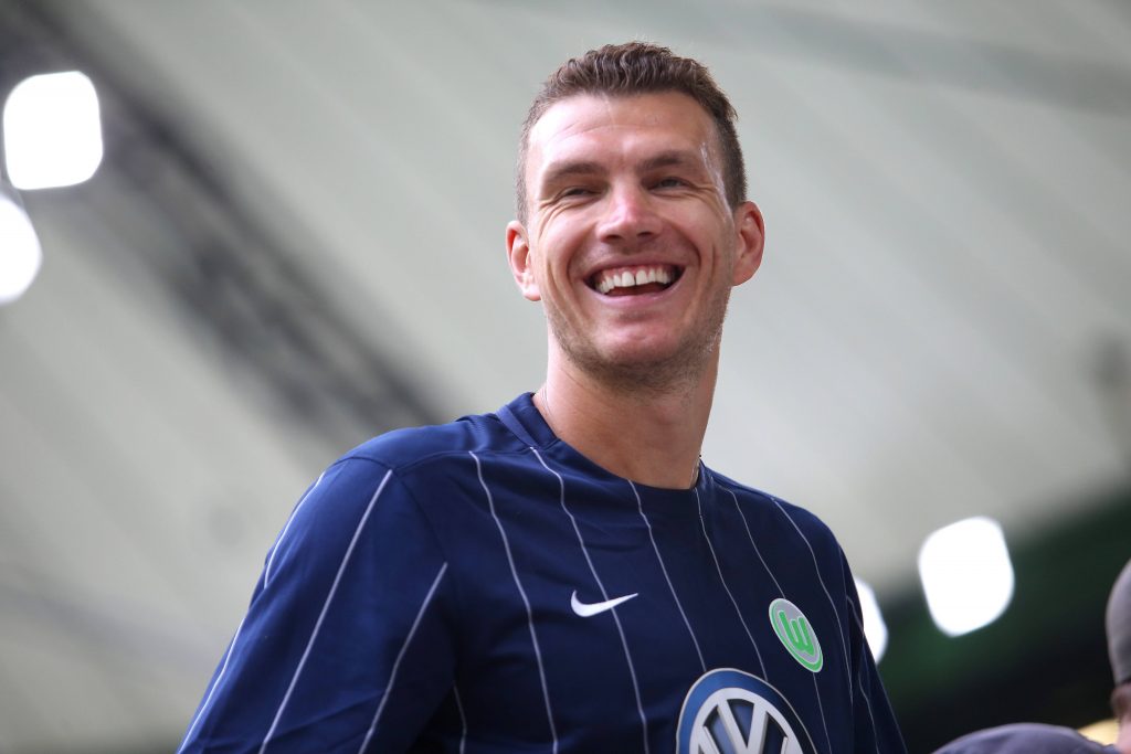 Edin Dzeko of AS Roma during his time as a Wolfsburg player.