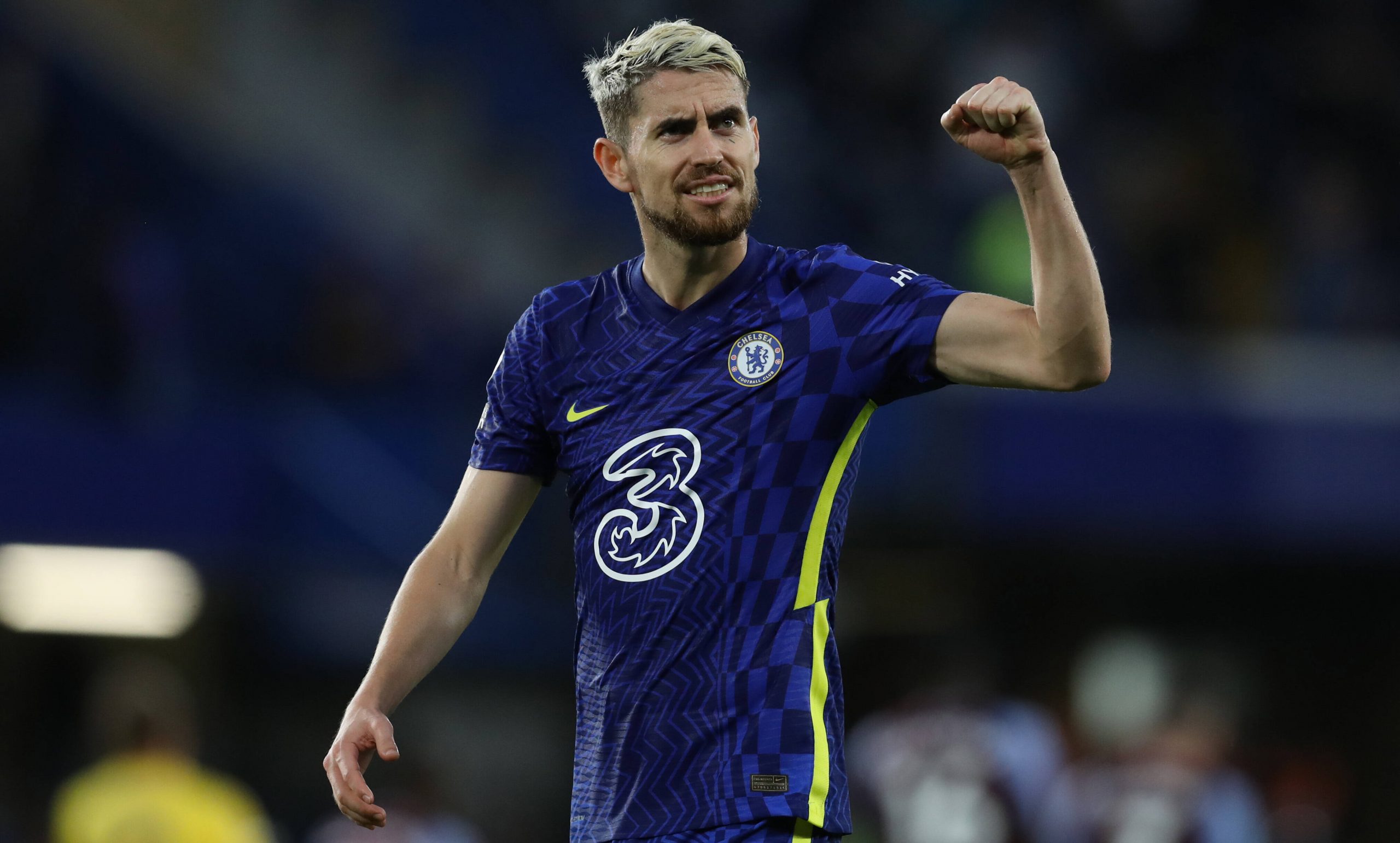London, England, 11th September 2021. Jorginho of Chelsea celebrates after his team win during the Premier League match