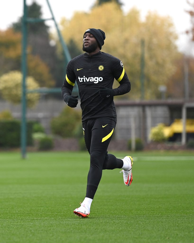 Chelsea striker Romelu Lukaku returns to training ahead of the match against Leicester City.