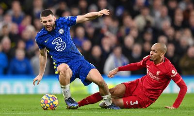 Mateo Kovacic in action against Fabinho of Liverpool. (Photo by Shaun Botterill/Getty Images)