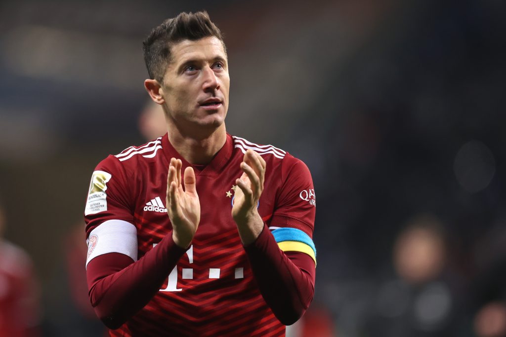 Javier Tebas claims Barcelona will not be able to sign Robert Lewandowski. (Photo by Alex Grimm/Getty Images)