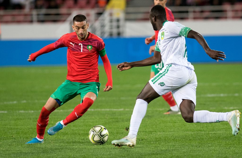 Chelsea star Hakim Ziyech announced his retirement from the Morocco national football team. The forward was recently excluded from the squad for the Africa Cup of Nations. (Photo by FADEL SENNA / AFP) (Photo by FADEL SENNA/AFP via Getty Images)