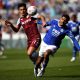 Wesley Fofana in action against Ollie Watkins of Aston Villa. (Photo by OLI SCARFF/AFP via Getty Images)