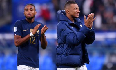 Christopher Nkunku with Kylian Mbappe of France during their Nations League clash against Austria.
