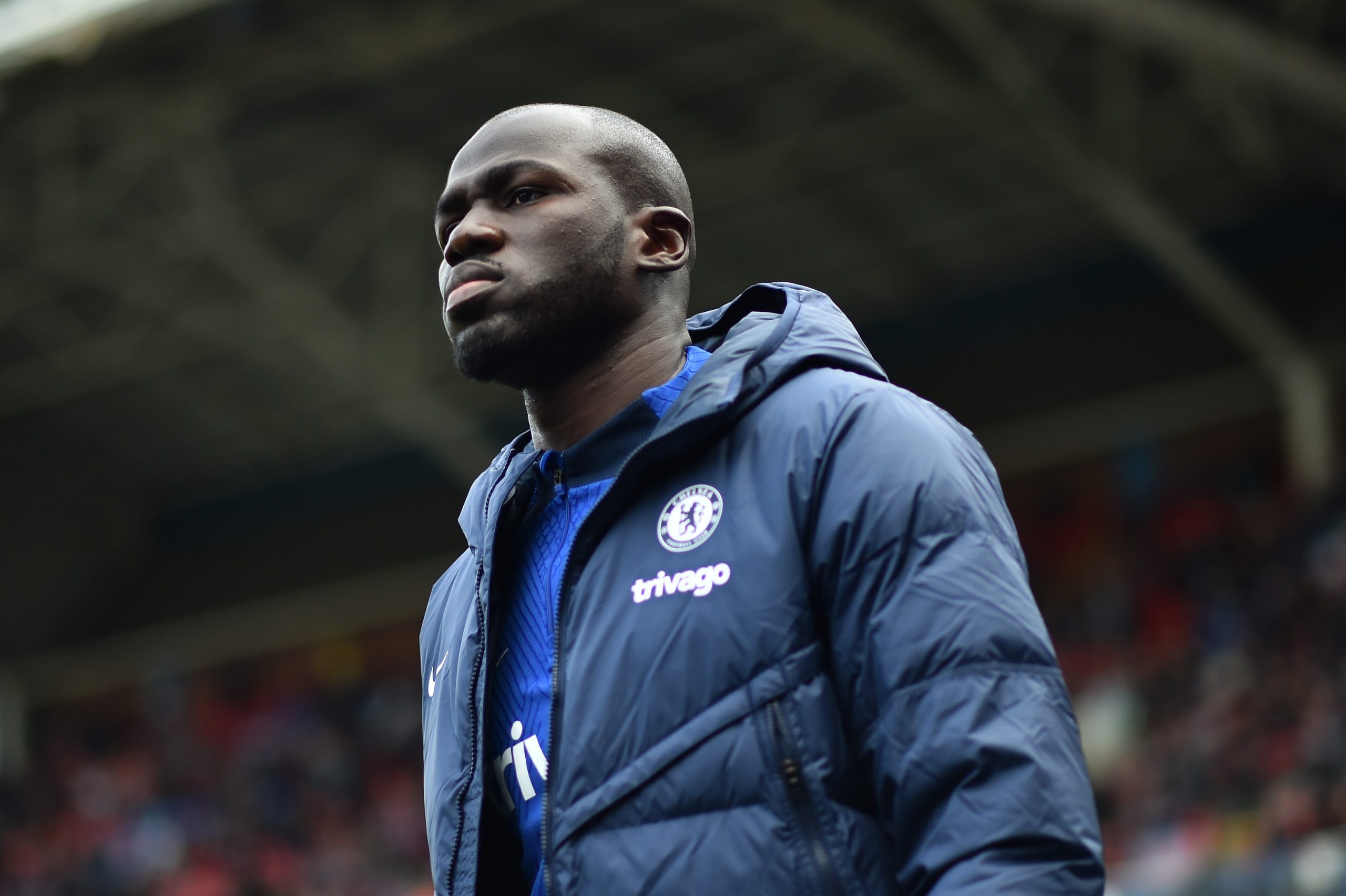 Kalidou Koulibaly of Chelsea walks out before the Premier League game against Crystal Palace.