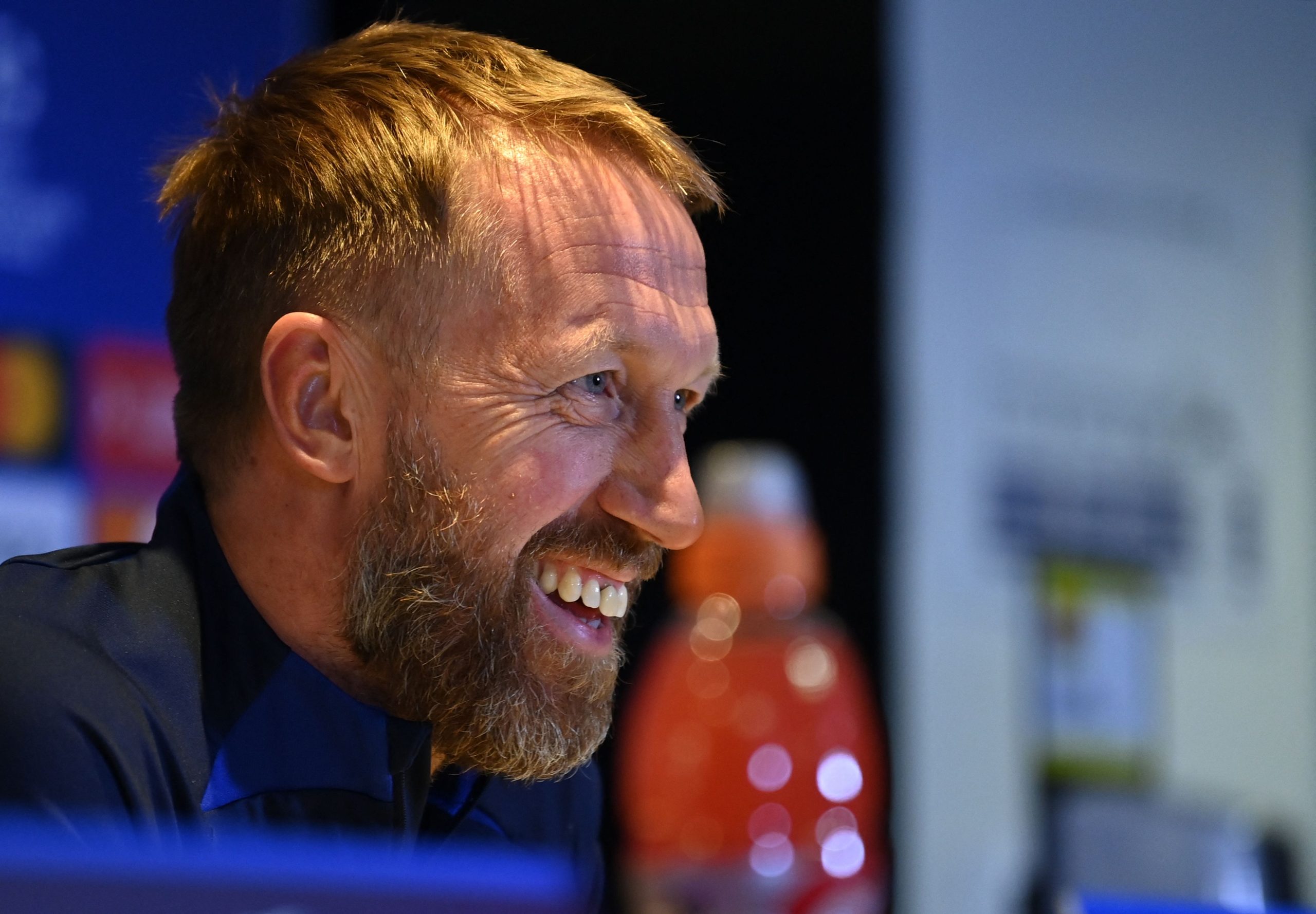 Graham Potter at a press conference as Chelsea's manager.
