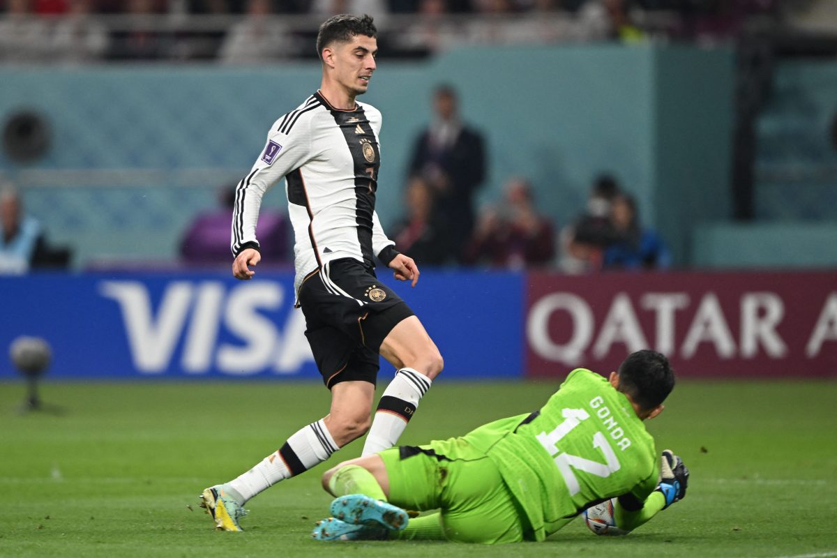Kai Havertz in action for Germany against Japan in the World Cup. (Photo by Philip FONG / AFP) (Photo by PHILIP FONG/AFP via Getty Images)