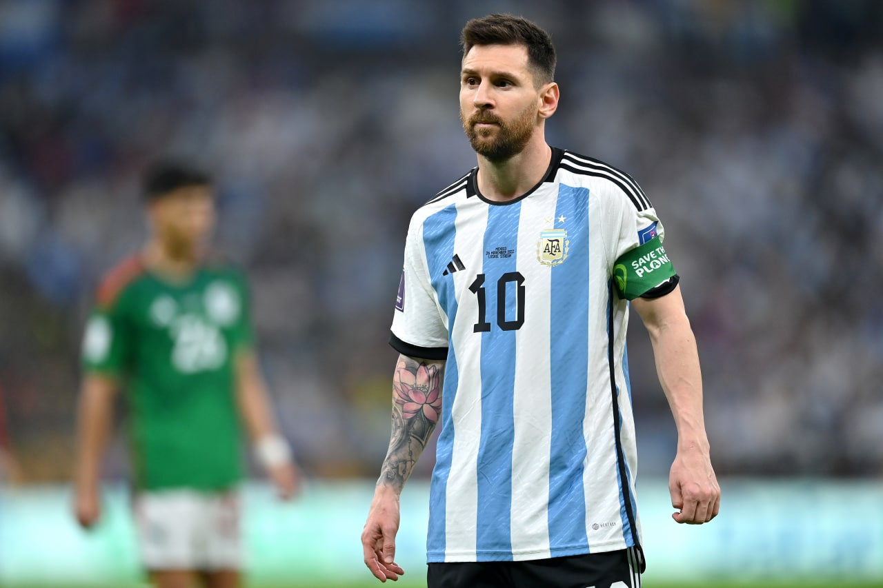 Lionel Messi in action for Argentina and Mexico.