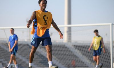Raheem Sterling in England's training camp at the 2022 FIFA World Cup in Qatar.