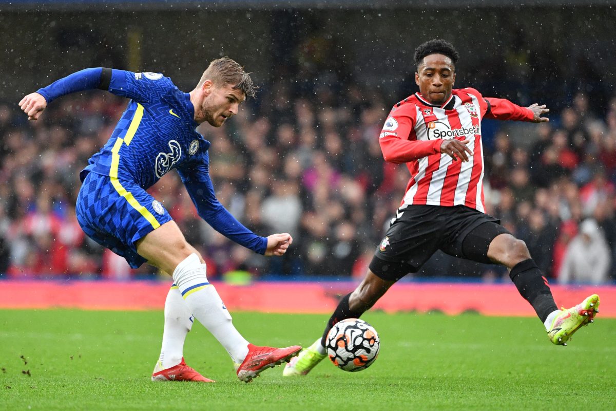Chelsea's Timo Werner vies with Southampton's Kyle Walker-Peters.