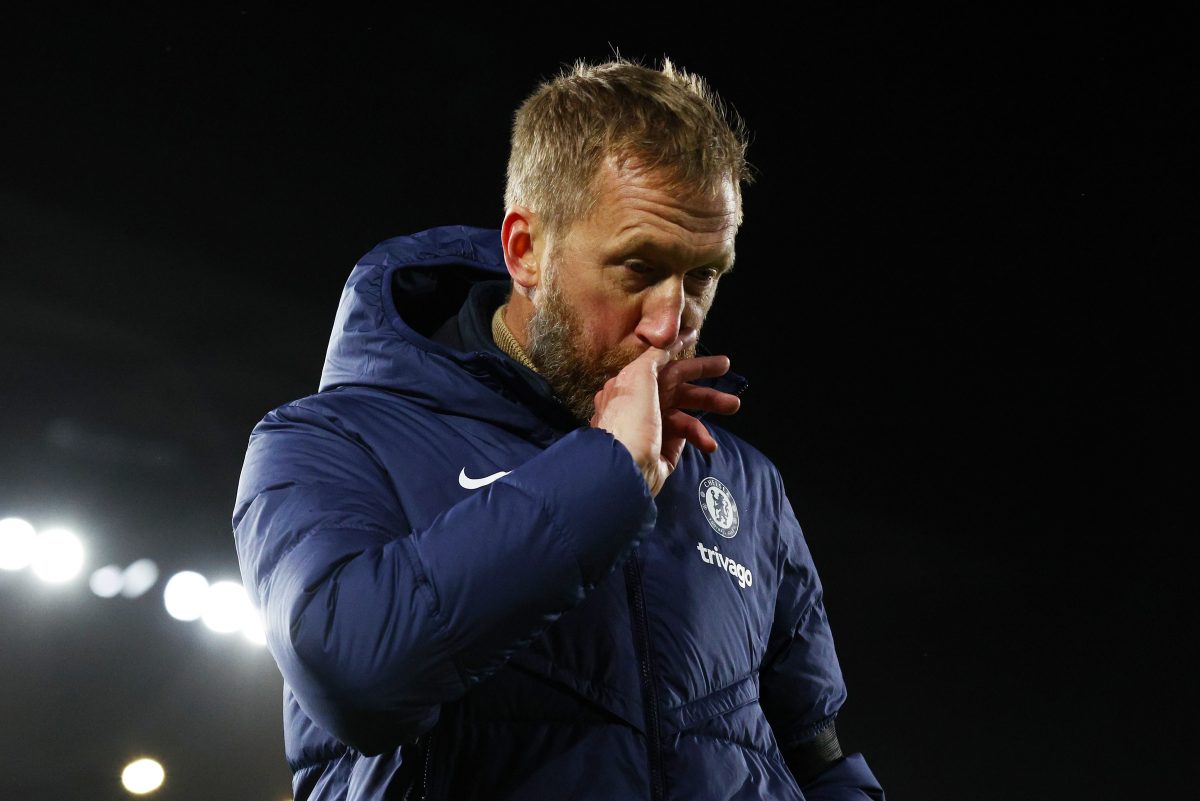 Graham Potter looks dejected after Chelsea's loss to Fulham in January 2023. (Photo by Clive Rose/Getty Images)