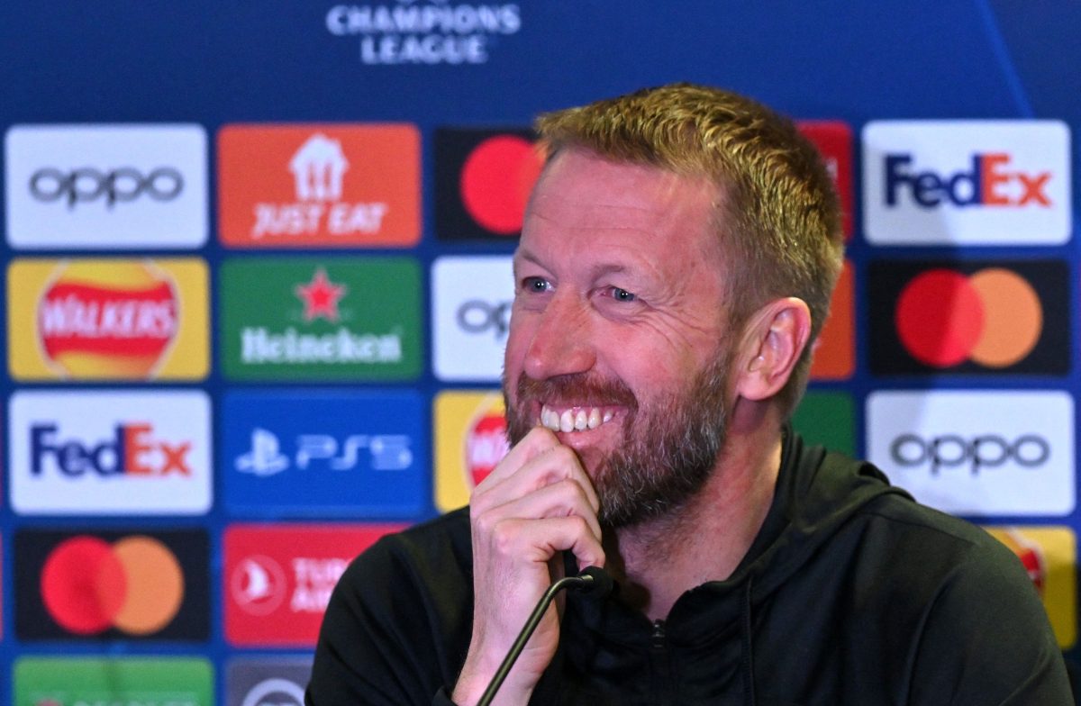 Chelsea's English head coach Graham Potter attends a press conference at Stamford Bridge in London on March 6, 2023, on the eve of the UEFA Champions League round of 16 second-leg football match against Borussia Dortmund. (Photo by Glyn KIRK / AFP) (Photo by GLYN KIRK/AFP via Getty Images)

