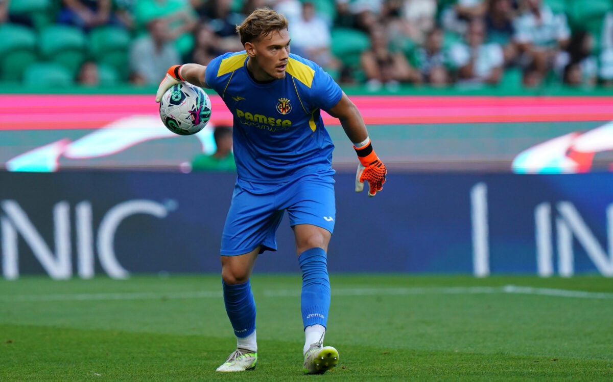 Filip Jørgensen was taken off with injury in his recent appearance for Denmark U21. (Photo by Gualter Fatia/Getty Images)